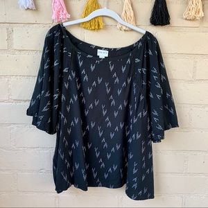 Ava & Viv Plus Size Black Blouse Top 2X Bat Sleeve